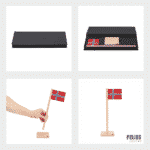 Norsk bordflag med magnet, egetræ & læder - Image 2